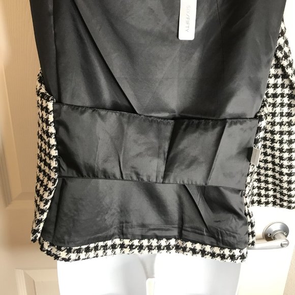 NWT SIX/FIFTY Women's Wrens Wool Blend Cape Black/Ivory Hounds Tooth ~ Size L - Picture 5 of 7